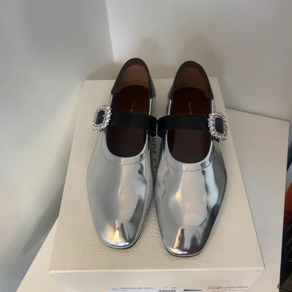 Wales Bonner Silver Flats with Black Embellished Strap - Picture 3 of 9